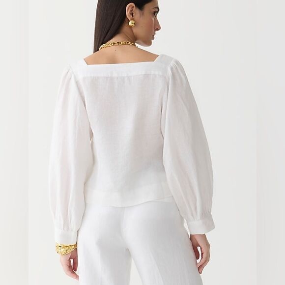 NWT J. Crew Squareneck button-up top in linen - Picture 5 of 11